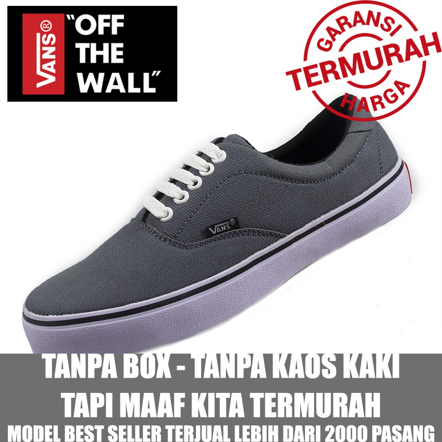 Sepatu Casual Pria Era Vans Authentic Hitam Dan Marun Full Black Sekolah