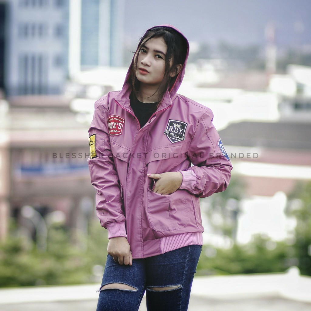Jaket  Cewe Premium Hoody bisa dilepas/anti air/Angin - Brand Blessher Box Ori