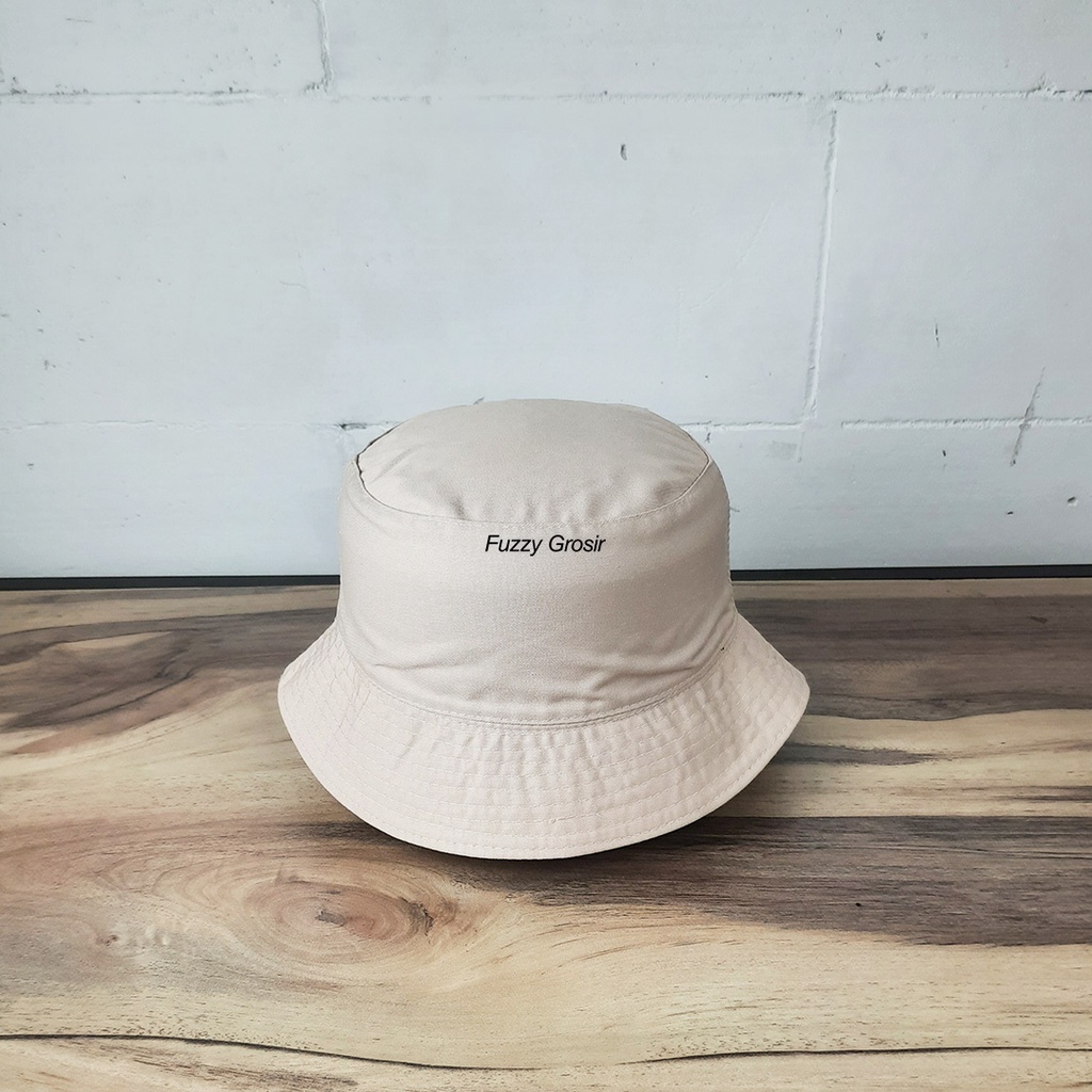 Topi Bucket Hat Polos Logo Pria Wanita Dewasa