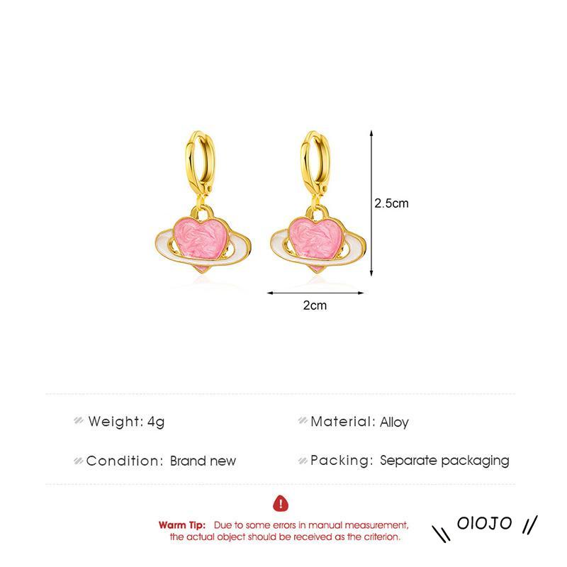 Anting Tusuk Gantung Desain Saturnus Warna Pink Kreatif Untuk Wanita ol2