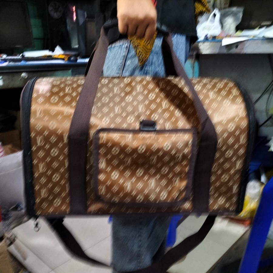 Pet Carrier 2in1 jinjing dan selempang motif LV