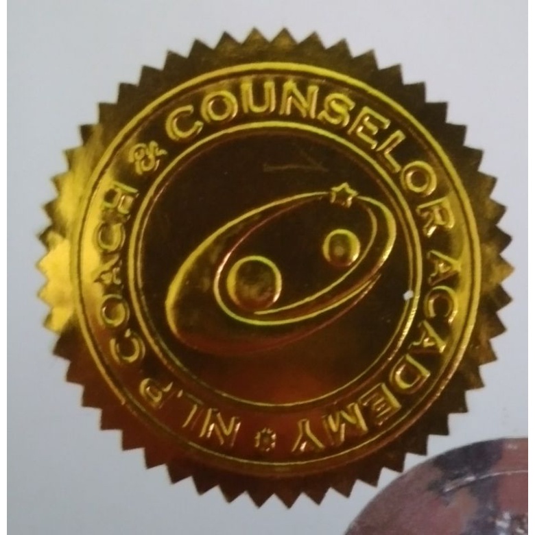 

stiker logo gold embos custom