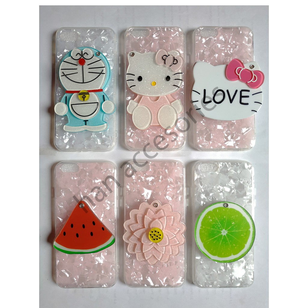 CASE IPHONE 5/5S/SE/6/6S Softcase Karakter Dilengkapi Dengan Cermin Kaca