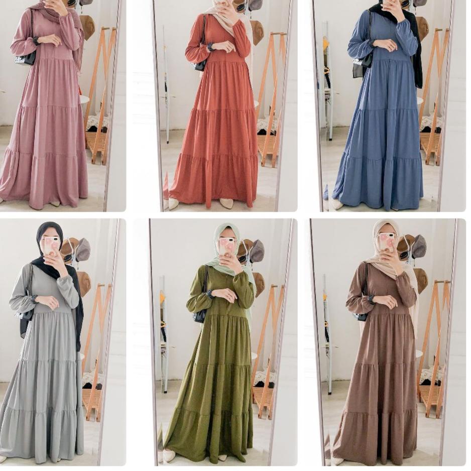 (MENARIK) Lunara Maxy / Gamis Muslim Dropknit Susun Grosir Seragam Pengajian