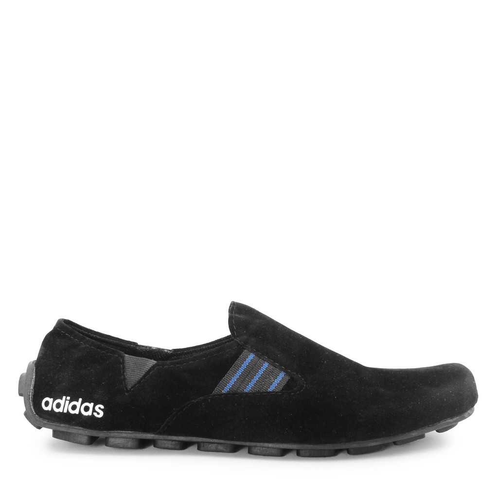 BIG SALE!! Sepatu Selop Pria Adidas Suarez Hitam List Biru Slip On Suede Formal Kasual Santai Kerja