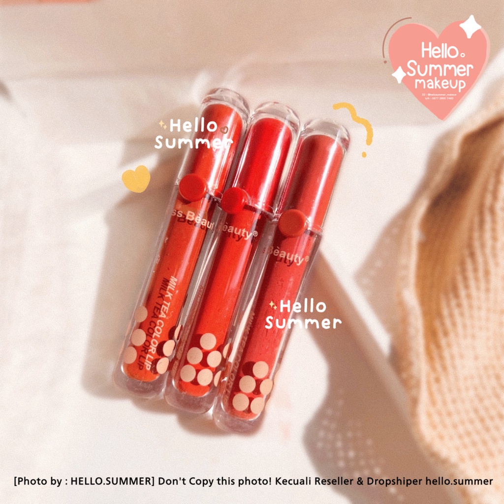 𝐌𝐀𝐓𝐓𝐄 𝐋𝐈𝐏𝐒𝐓𝐈𝐂𝐊 - Kiss Beauty Boba Milk Tea Color Liquid  Matte Lipstick Tahan Lama 4ml