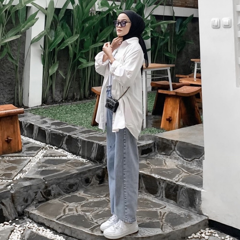 Hiza - Anya Shirt | Kemeja Basic Oversize Bigsize | Kemeja Wanita