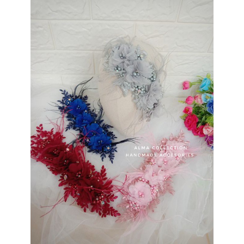 (COD) Headpiece blufrill hiasan hijab pengantin