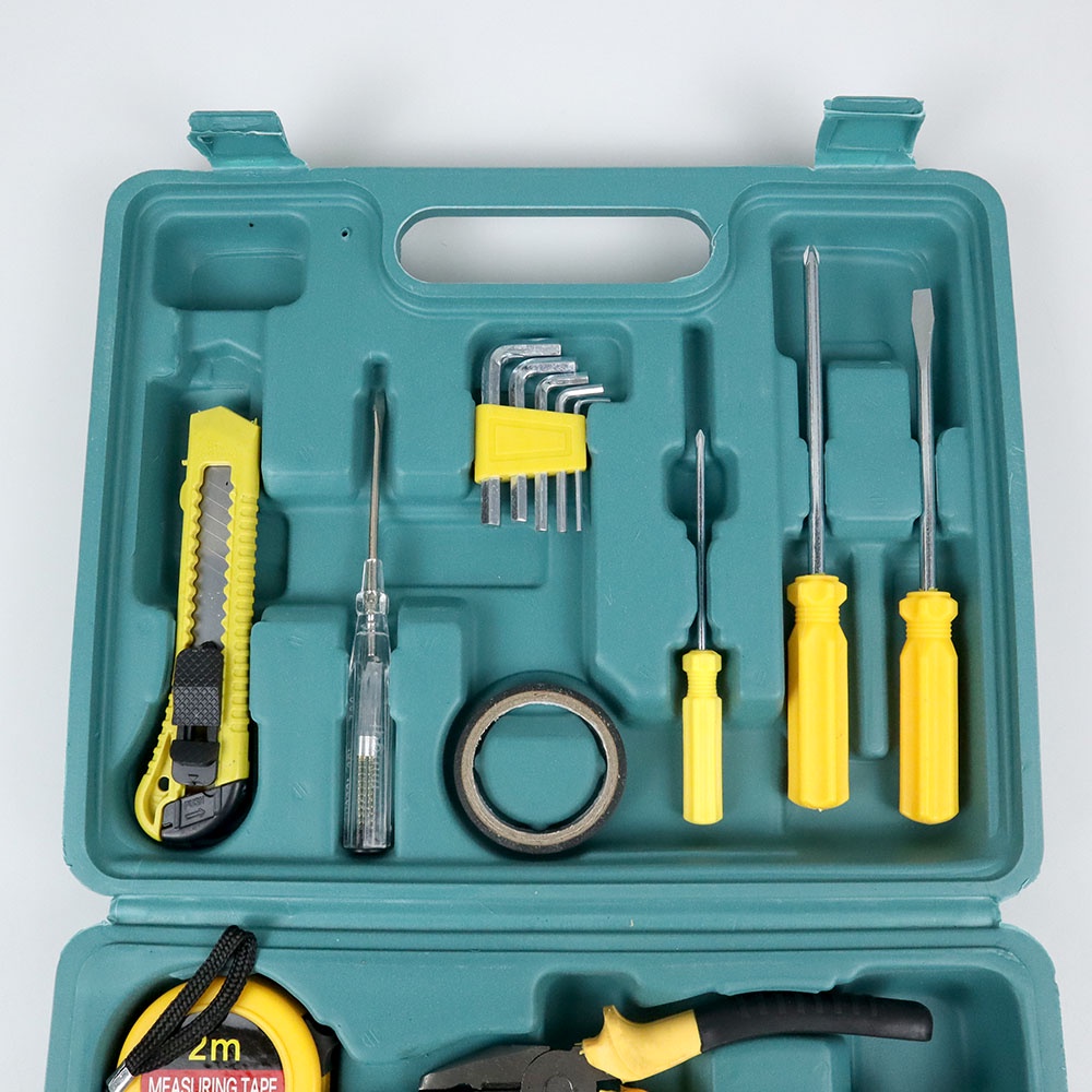 BISA COD Alat Set Perkakas Tang Palu Obeng With Box Set 19 in 1 -Alat Set Perkakas Palu Tang Obeng Kunci Pas Cutter kunci L - Toolset Toolkit Toolbox Tool Set Tool Kit Tool Box - set Alat Pertukangan Palu Tang Obeng meteran kunci inggris Cutter Tespen