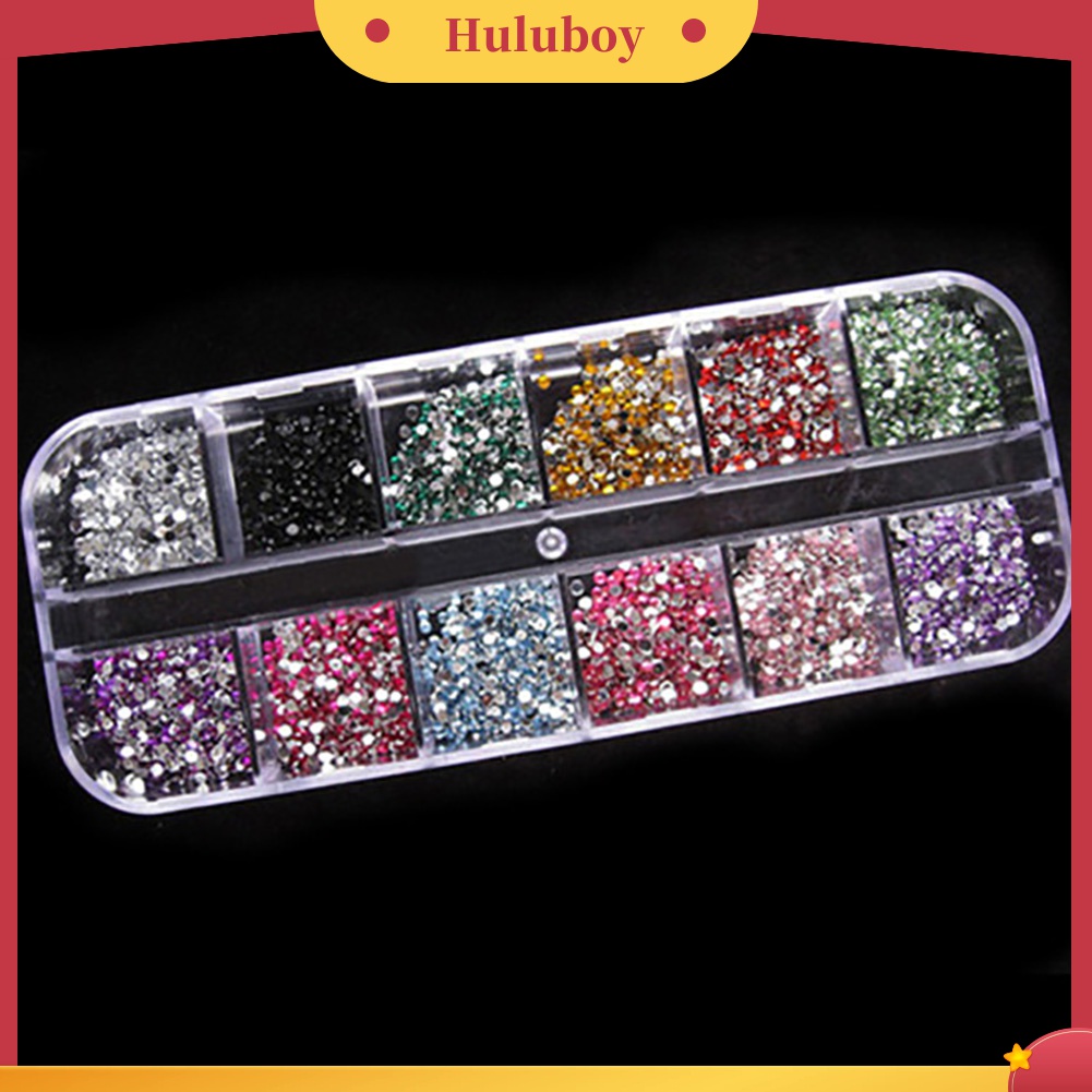 Huluboy Huluboy♡ 1200pcs Stiker Kuku Bling 2mm Warna Campur Bahan Akrilik + Case
