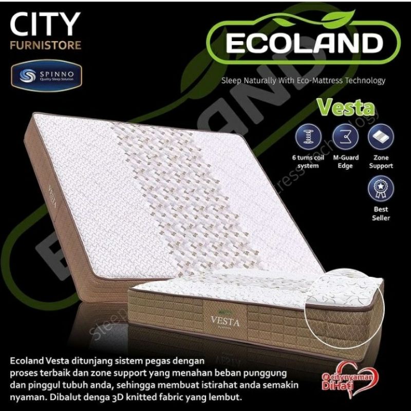 Springbed Mewah Spinno Ecoland New VESTA Kasur Saja Ukuran 120 140 160 180  Bed Set Divan Busa Olymp