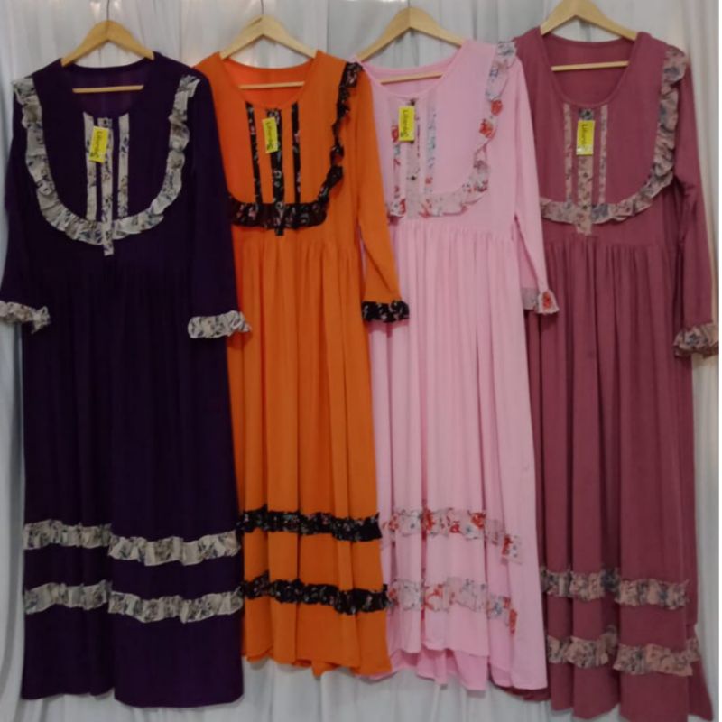 gamis Jersey lengan panjang