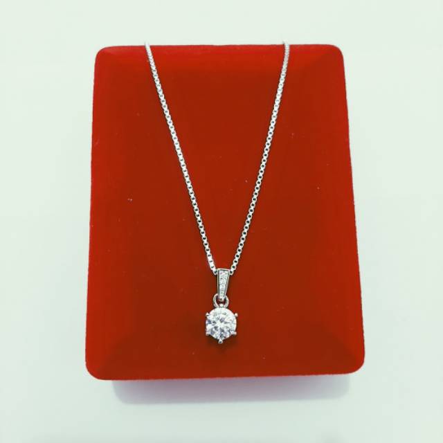 KALUNG ITALY LIONTIN PERAK 925 LAPIS EMAS PUTIH 