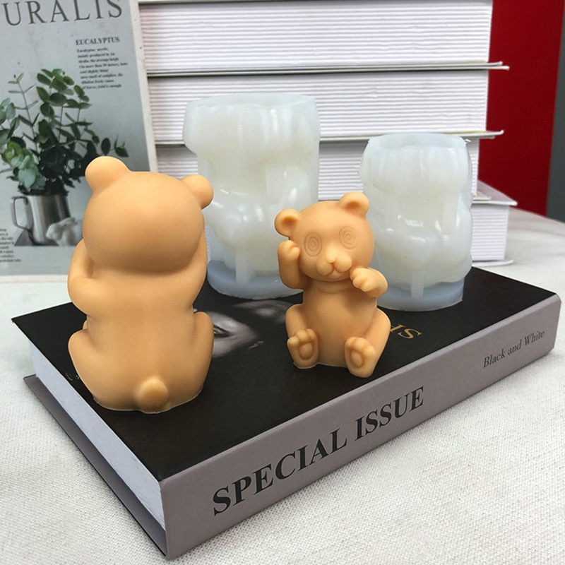 Siy Cetakan Resin Bentuk Panda 3D Bahan Silikon Untuk Kerajinan Tangan DIY