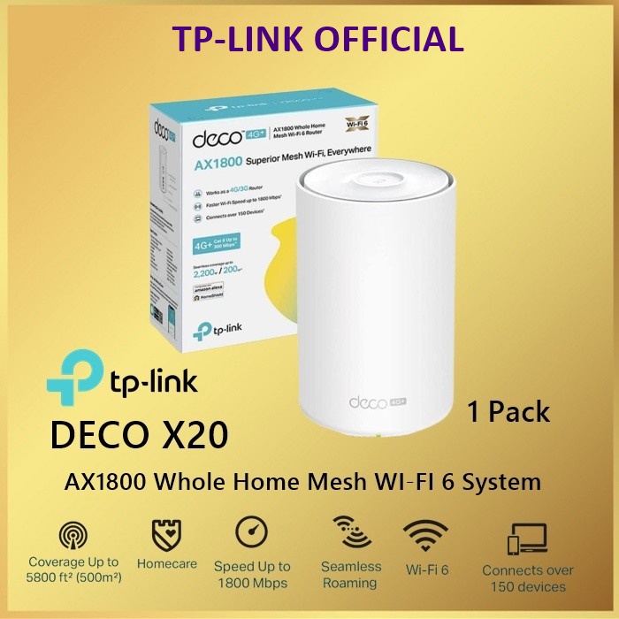 TP-LINK DECO X20 ( 1 PACK ) AX1800 Whole Home Mesh Wi-Fi 6 Tplink X 20