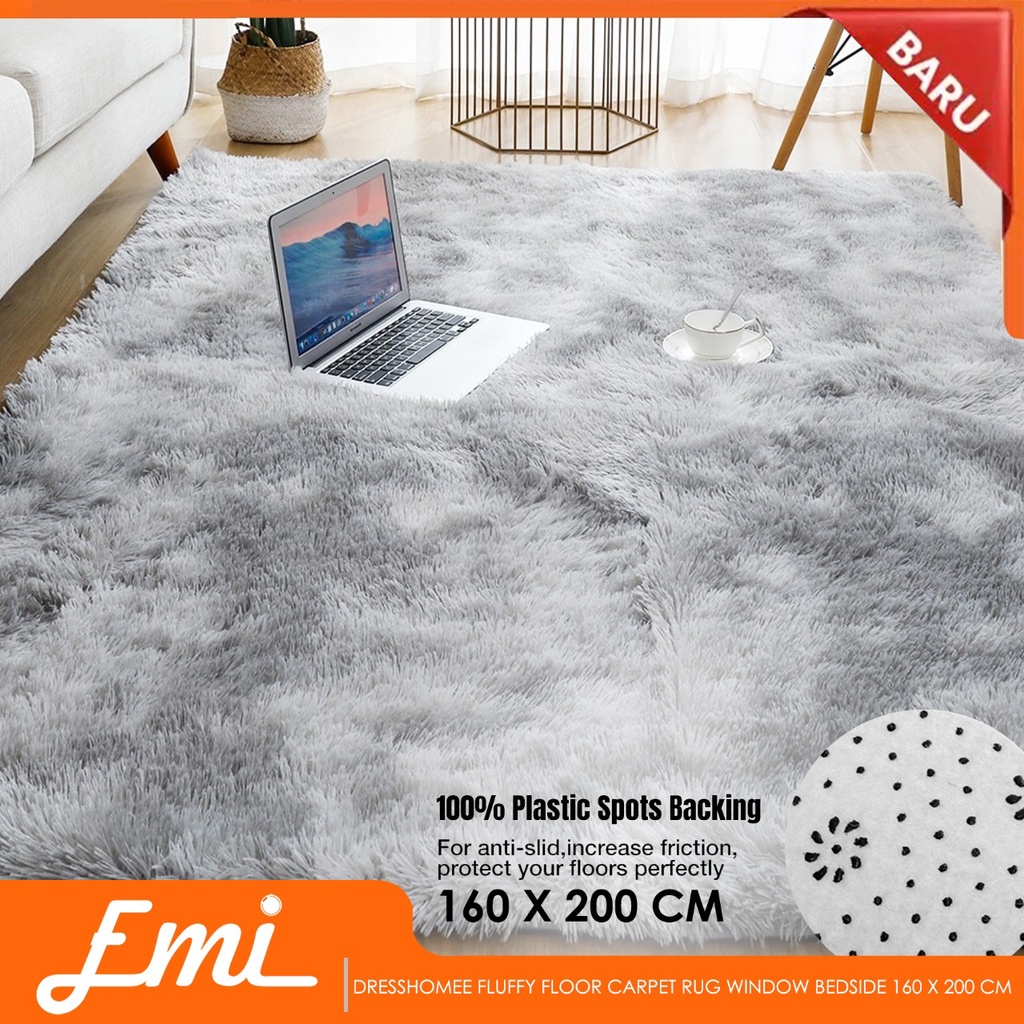 Dresshome Karpet Bulu Fluffy Floor Carpet Rug Window Bedside 160x200cm