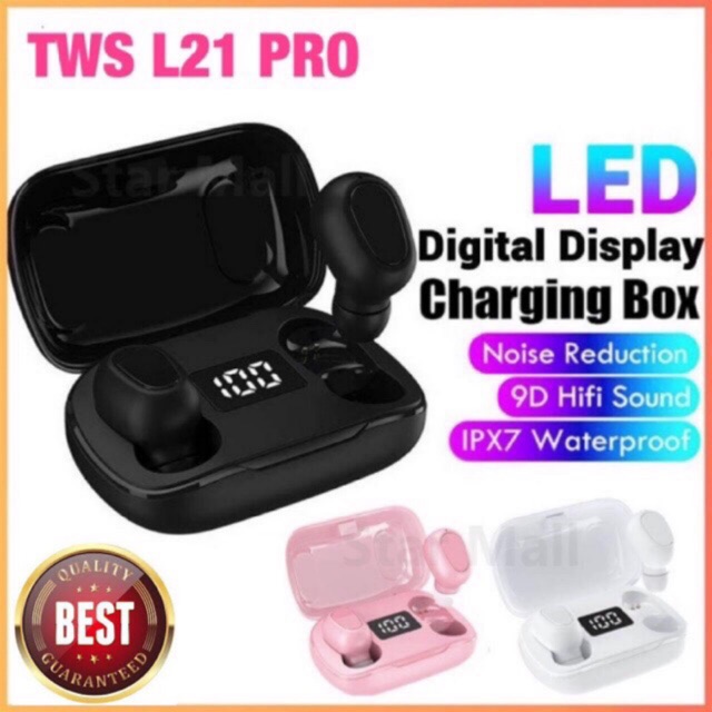 TWS L21 PRO Earphone Wireless Bluetooth Untuk Android & IPhone versi 5.0