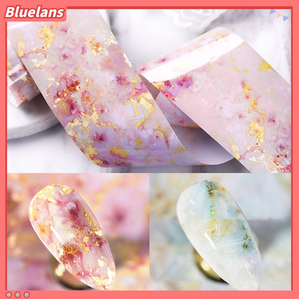 Bluelans 10 Rol / Kotak Stiker Kuku Motif Print Warna-Warni Bahan PVC Untuk Aksesoris Manicure Wanita