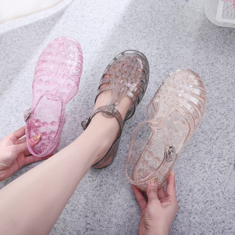 meisha jelly transparant blink/meisha jelly shoes dewasa/sandal jelly wanita/sandal karet anti slip/sandal kekinian korea/jelly shoes import/sepatu sandal slippers