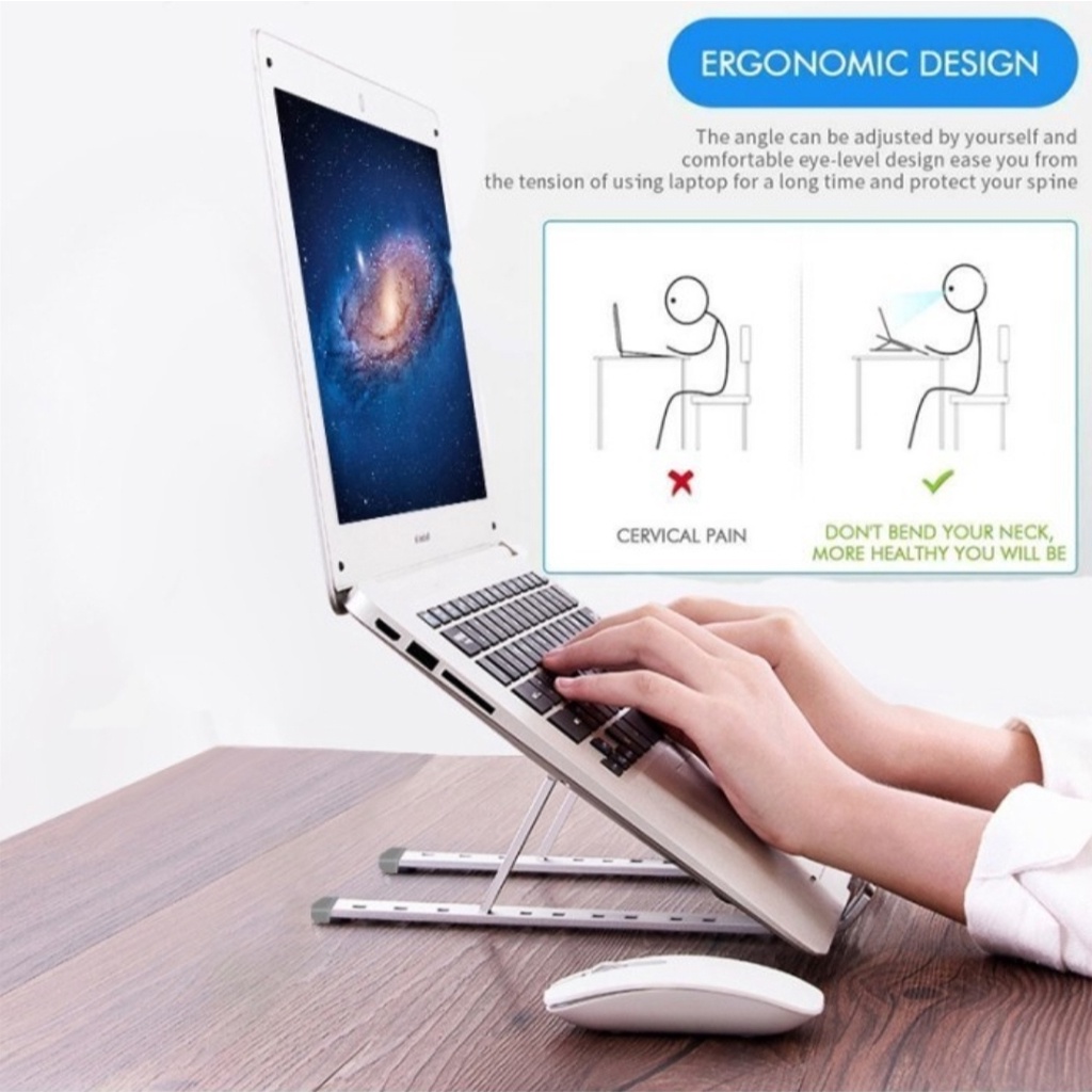 Laptop Stand Portable Dudukan Holder Lipat Notebook Tab Buku HP Tablet