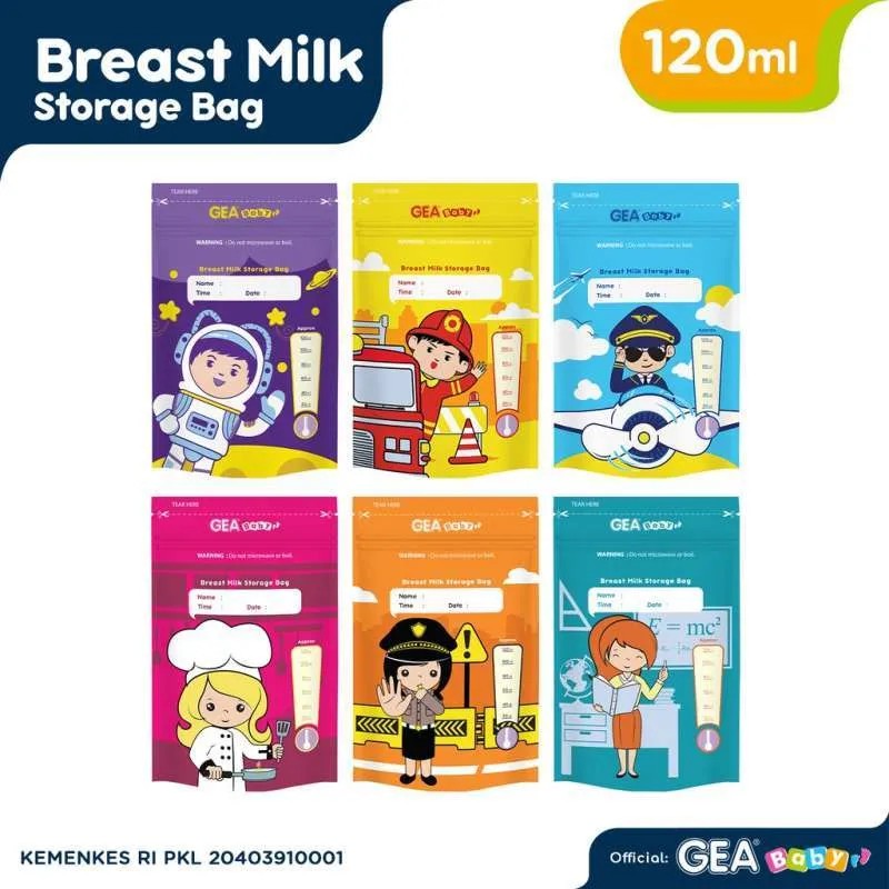 Gea Baby Breast Milk Storage Bag 120ml - Kantong ASI Bayi Seri Profesi 120 ml isi 30pcs