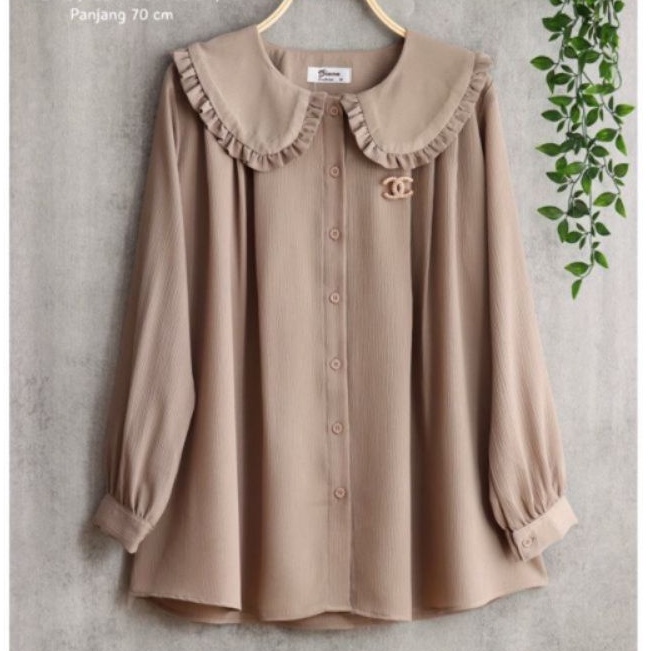 BLOUSE CRINKLE BAHAN RAYON PREMIUM | BLOUSE POLOS SAGE GREEN | EVERY BLOUSE KERAH