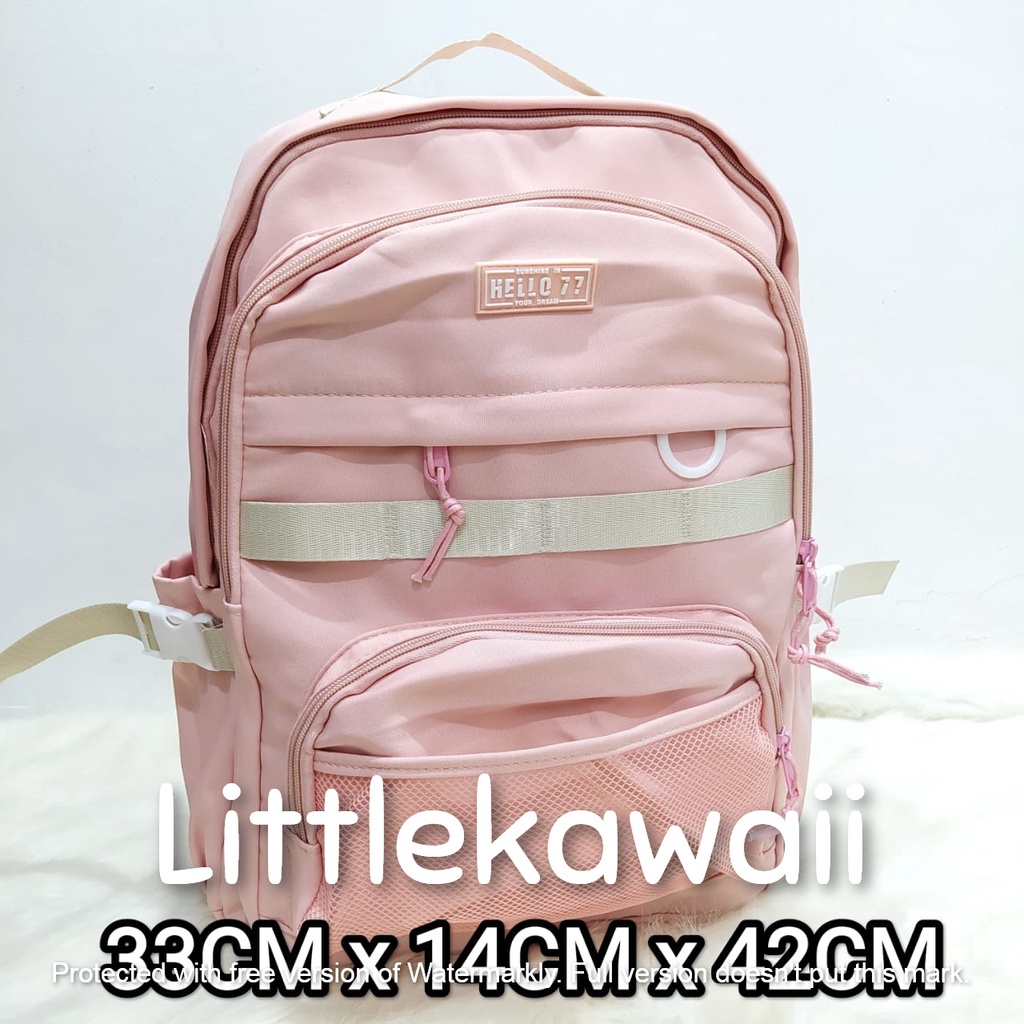 LK/Tas Ransel Laptop Backpack Fashion Anak Remaja Dewasa Kantong Jaring Gesper Hello77 Import