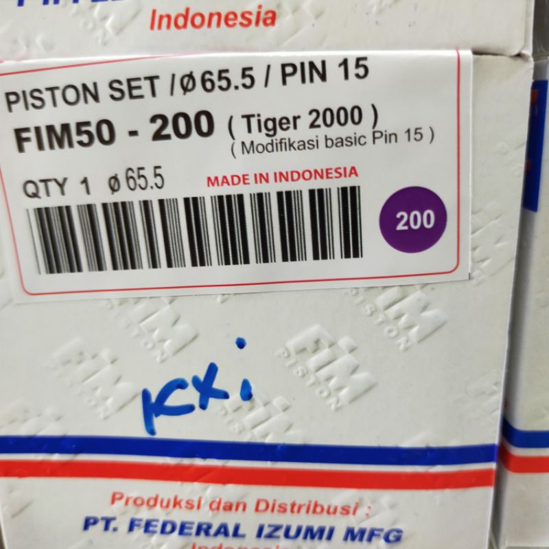 PISTON SEHER KIT SET FIM 50 ukuran 63,5 64 64,5 65 65,5 66 66,5 mm pen pin 15 mm HONDA TIGER 2000-OS 200