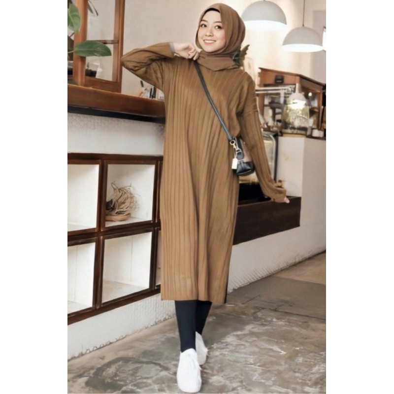 SWEATER WANITA - SWEATER TUNIK - SWEATER RAJUT TUNIK - SWEATER LONG HIJAB