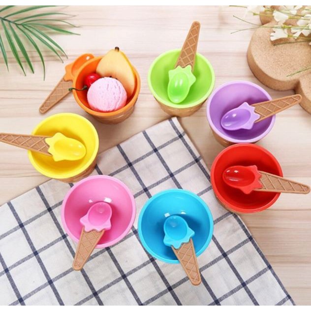 NA - MANGKOK ES KRIM SET - ICE CREAM BOWL SET - TEMPAT MAKAN ES KRIM