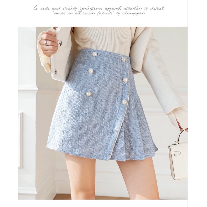 SKORT TWEED ROK  MINI SKIRT HIGHWAIST WANITA MX606