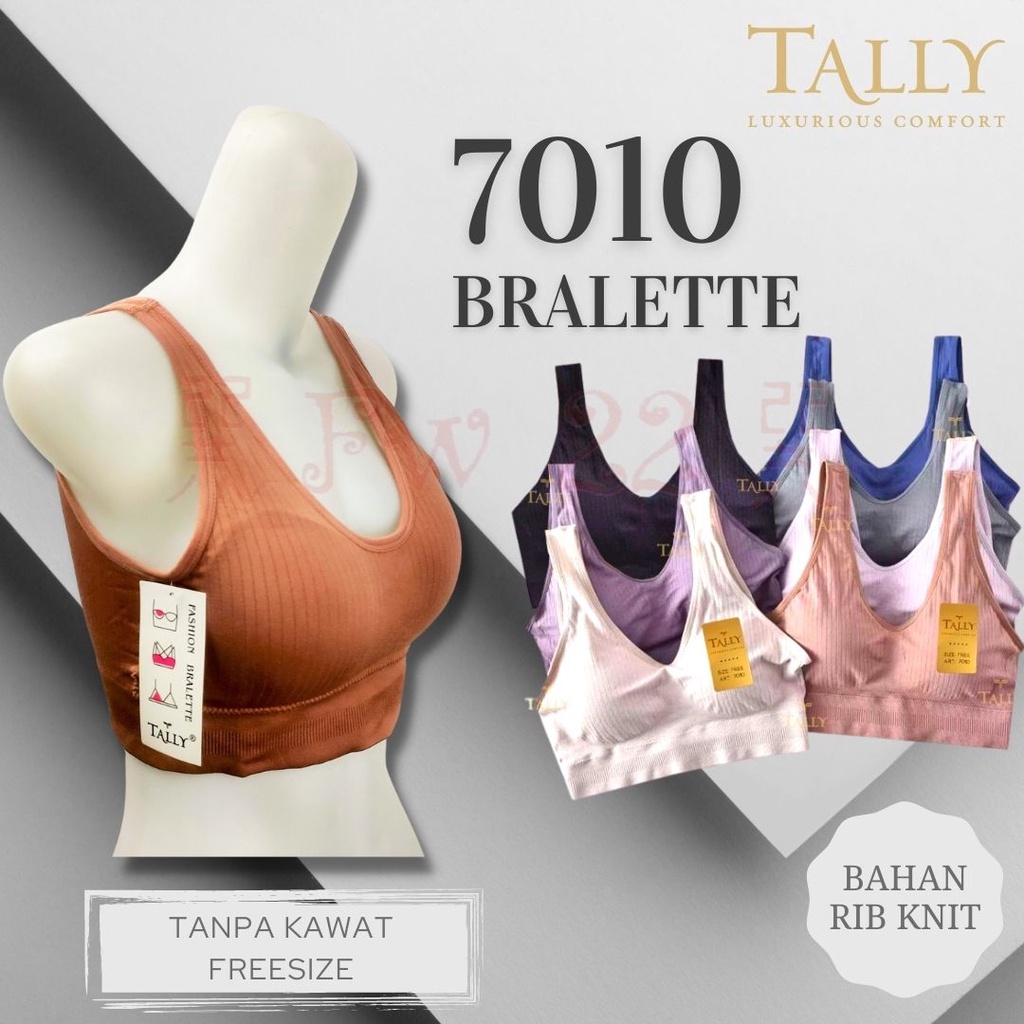 Bralette Tally 7010 Berbahan Rib Knit dengan Busa Bisa Dicopot dengan Ukuran Freesize