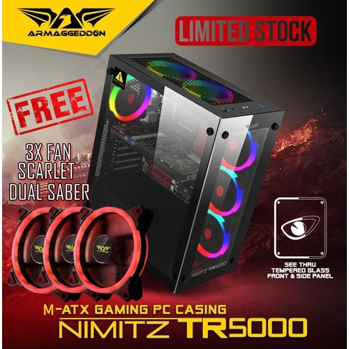 ARMAGGEDDON NIMITZ TR5000 - ATX GAMING PC CASING - Putih NEW