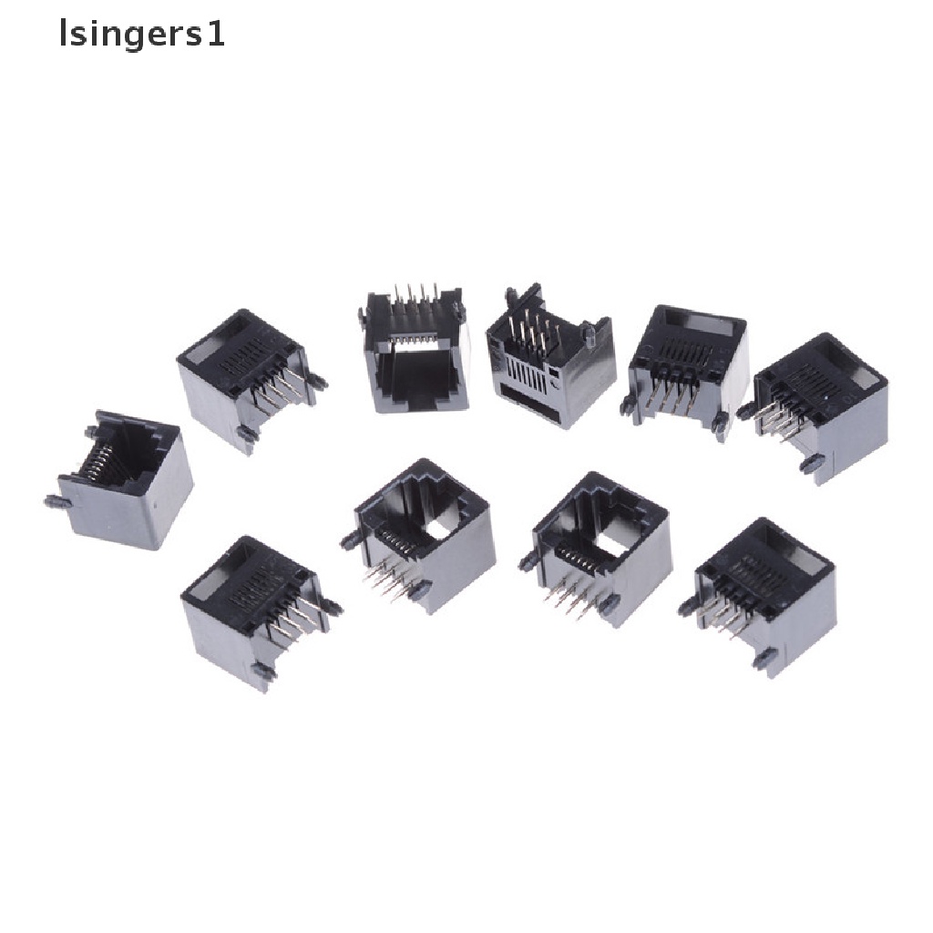 (lsingers1) 10pcs Jack Konektor PCB Modular Jaringan RJ11 RJ45 8P8C