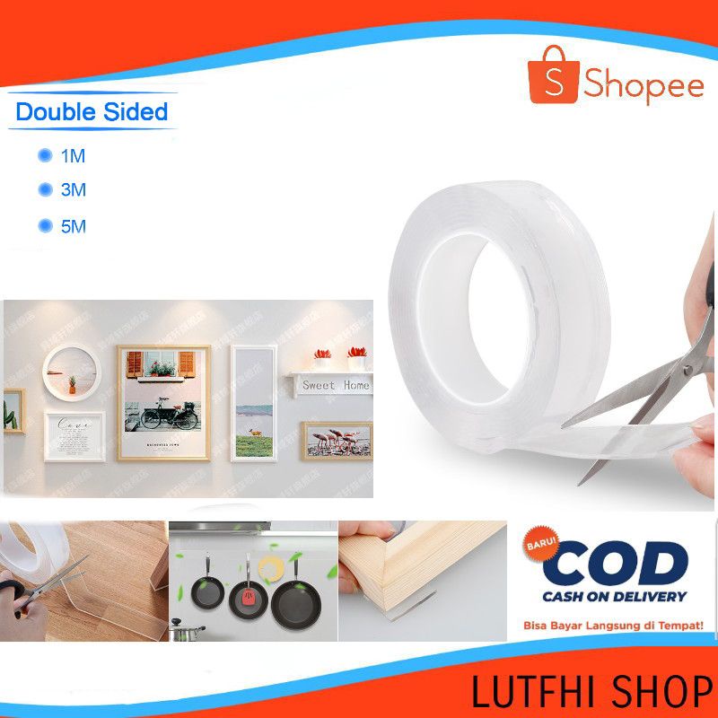 

Double Tape Perekat Transparent Serbaguna Nano Megic Dobel tip gantungan Isolasi 2 Sisi