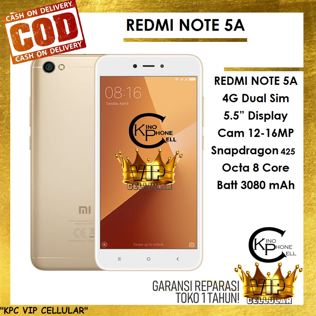 [Baru] &quot;Handphone Xiaomi Redmi Note 5A 16GB | Redminote 5a 2/16 Gold Gray SnapDragon 4 2 5 Garansi