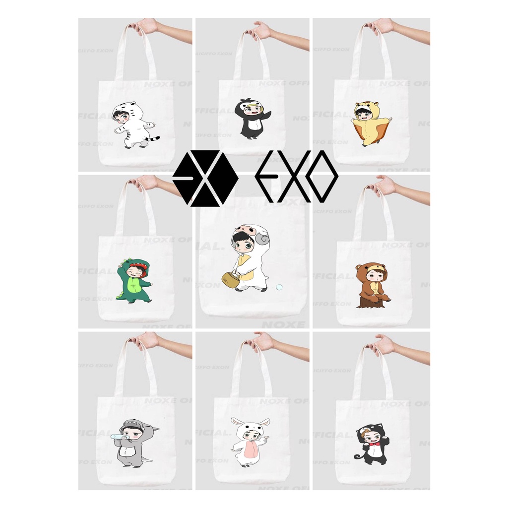 TOTEBAG KANVAS SUHO PARK CHAN YEOL OH SEHUN KIM JONG IN D.O BAEK HYUN