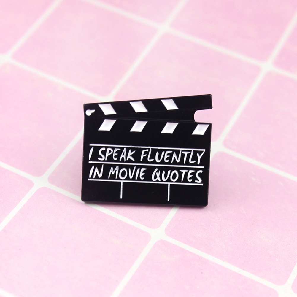 Bros Pin Enamel Desain Clapboard Film Kreatif Untuk Kerah Jaket Denim