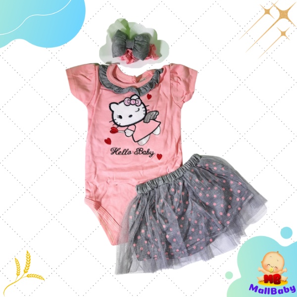 Baju Bayi Perempuan 0 3 6 9 Bulan Setelan Jumper Bayi Perempuan Murah NewBorn Angel Kitty