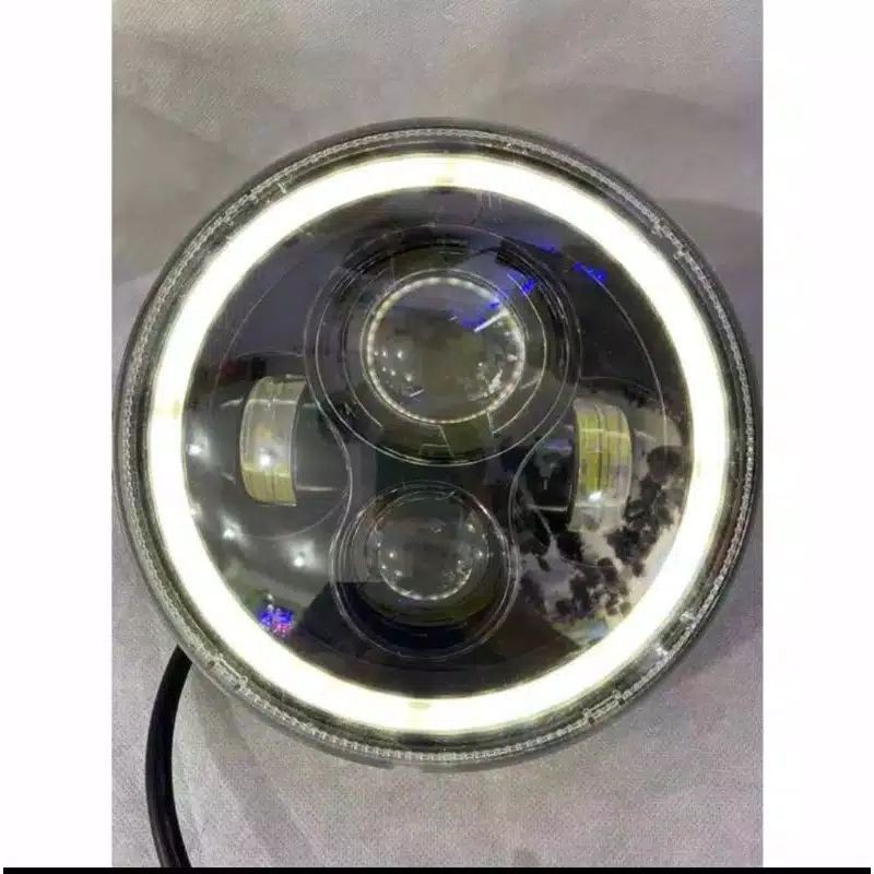 Lampu LED daymaker 7inch 4 mata lensa angel running Strobo Rgb DC-12V hi Low universal