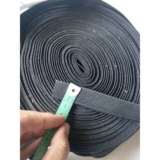 Elastik 1 Meter Lebar 2cm Warna Hitam kelas YKK Awet Kokoh