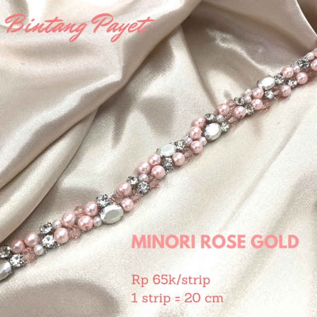 Renda Permata / Renda mutiara/ Payet Minori Rose Gold new Shopee