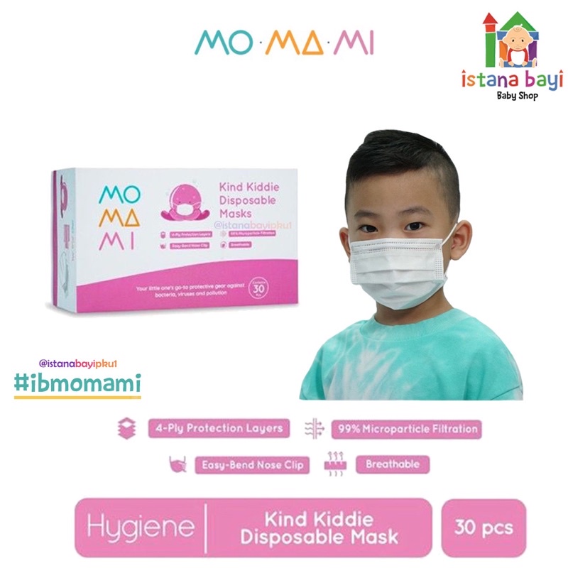 Momami kind kiddie disposable Mask/Masker anak 4 ply isi 30 Pcs