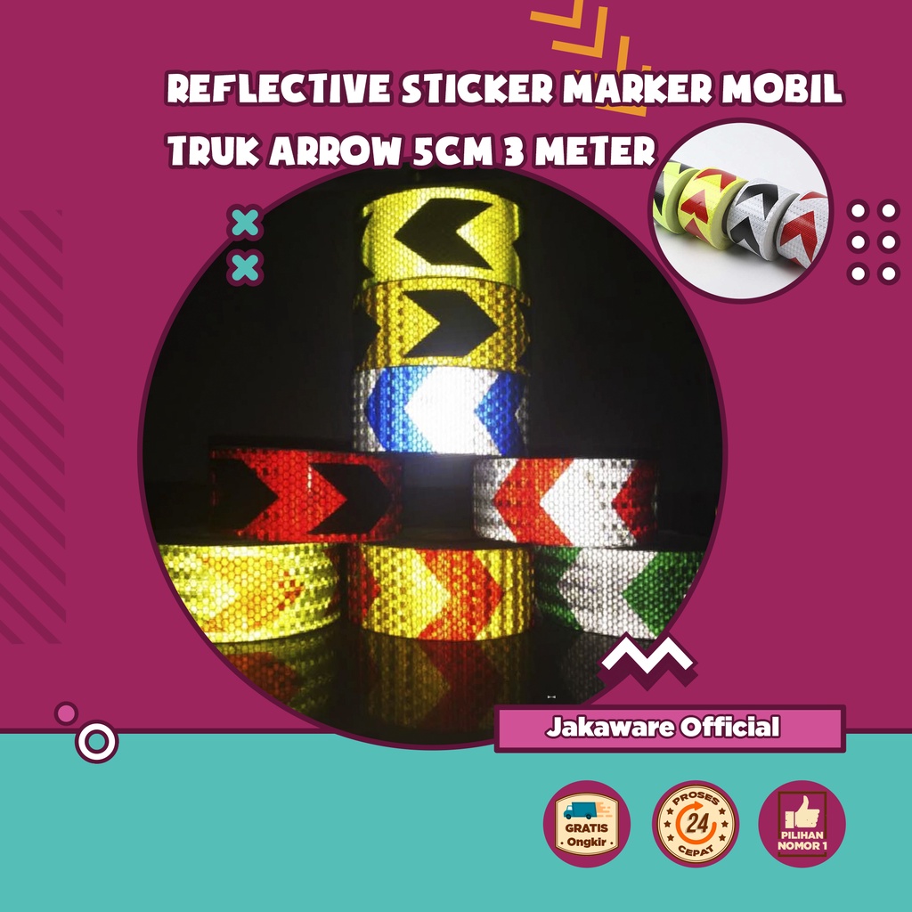 REFLECTIVE STICKER MARKER MOBIL TRUK PICKUP MOTOR ARROW 5cm 3 Meter REFLEKTOR REFLECTOR STIKER REFLE