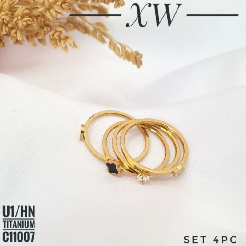 Cincin Titanium Set 4pc (3 varian) C11007