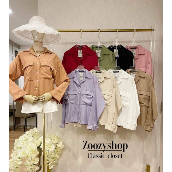 KEMEJA ZOOZY LONGSLEEVE POLOS FASHION WANITA IMPORT BANGKOK CODE 27