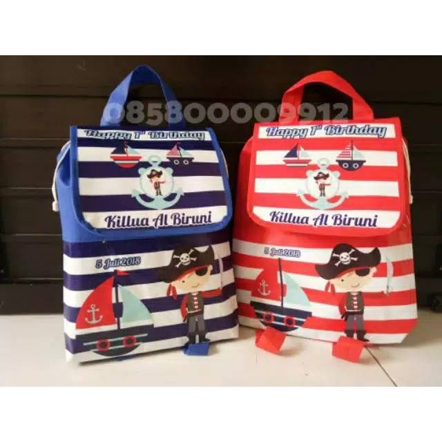

Tas ultah ransel nautical/tas souvenir ultah banner custom