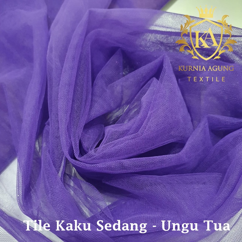 Kain Tile Tulle Kaku Sedang 100cm x 125cm meteran Per Meter Souvenir Dekorasi Wedding Veil Aksesoris-Ungu Tua