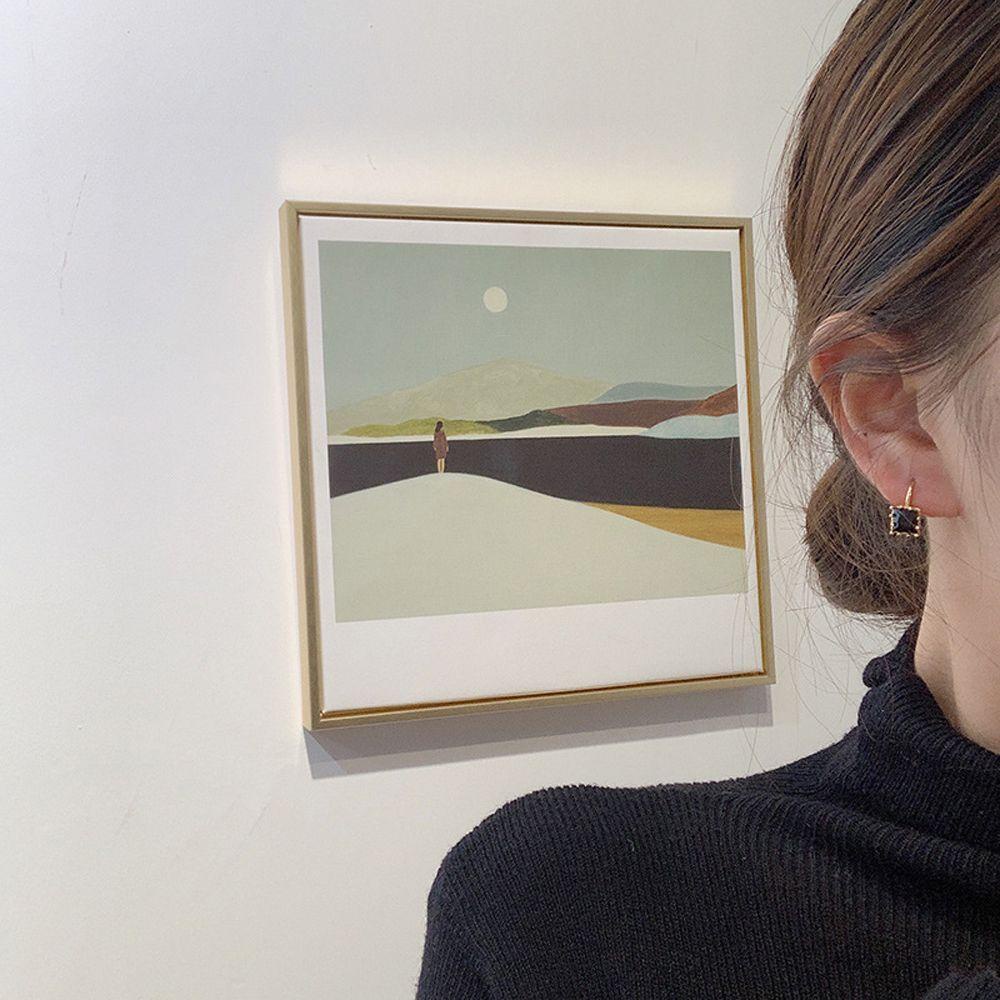 Mxbeauty Anting Wanita Trendy Geometris Lucu Kecil Elegan Hitam Putih Anting Gaya Korea