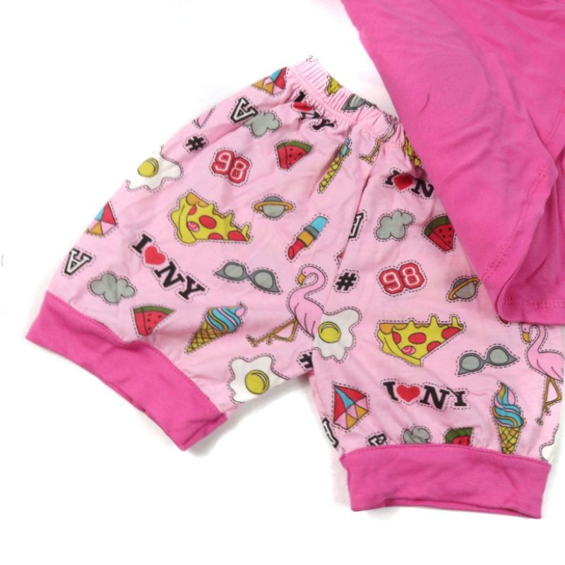 SETELAN BABY FASHION BAJU ANAK PEREMPUAN MOTIF FLAMINGO BAHAN KAOS GAMBAR BORDIR 1 TAHUN